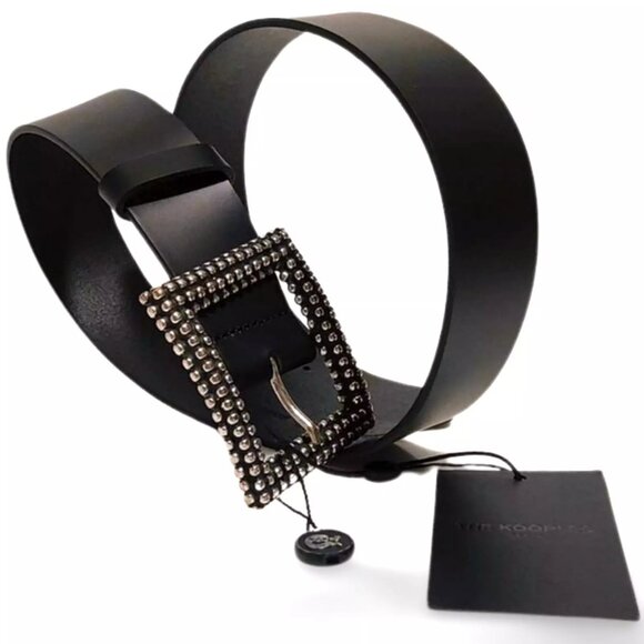 The Kooples Classic Black Leather Belt AFCE22031K BLA01 (0167)